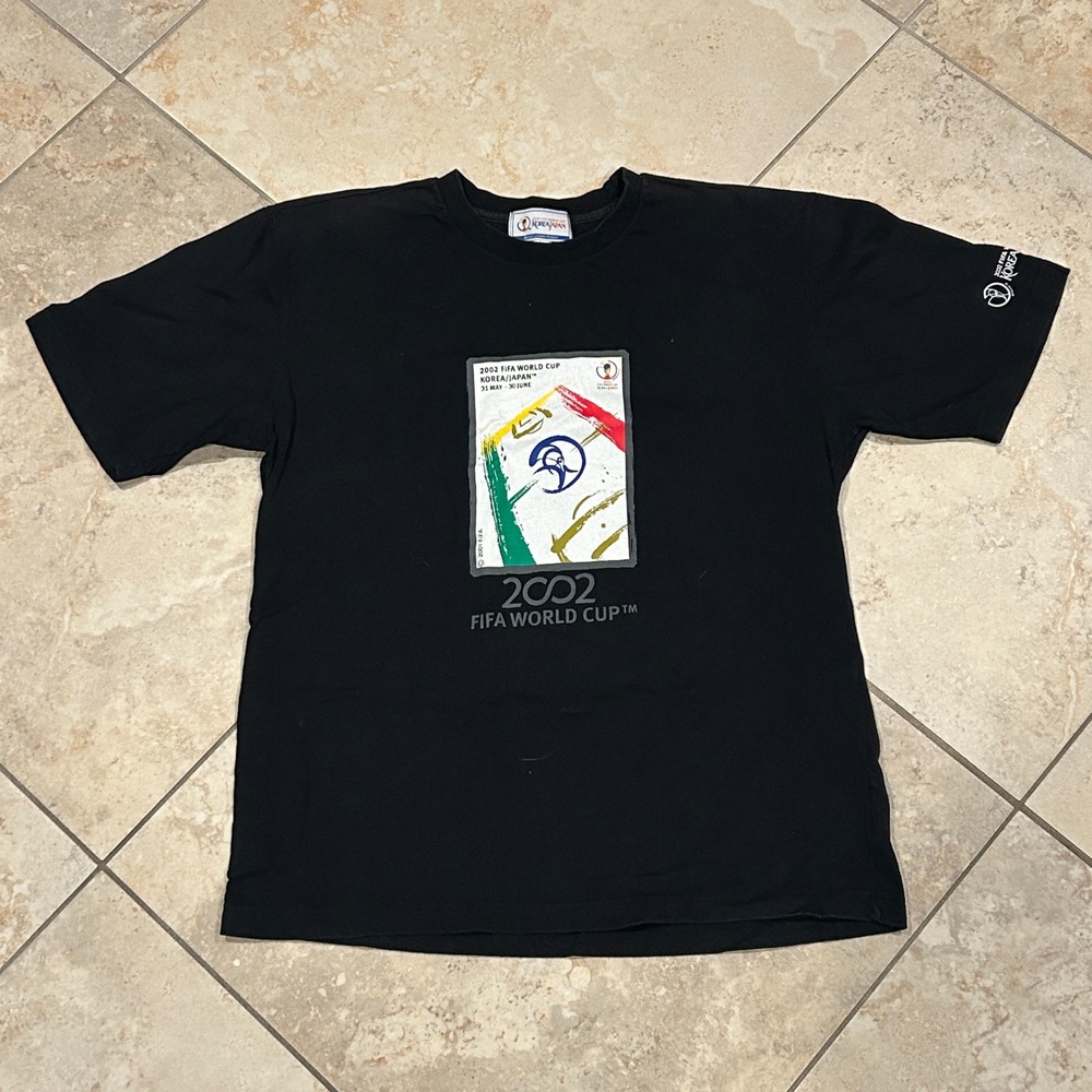 FIFA World Cup Korea Japan 2002 Official Licensed Shirt Mens M Black Soccer‎ Tee